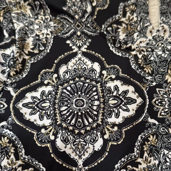 Roz and Ali Black Gold White High Low Peplum Blouse Size XL Floral Geometric - Picture 5 of 8